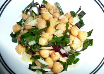 Cool Chick Pea Salad with Beet Greens
