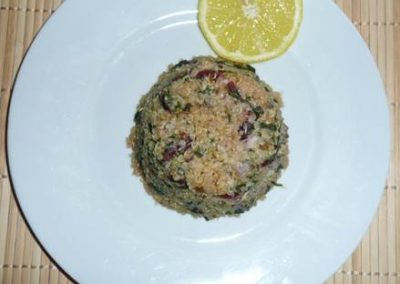 Quinoa with Coconut and Beet Greens
